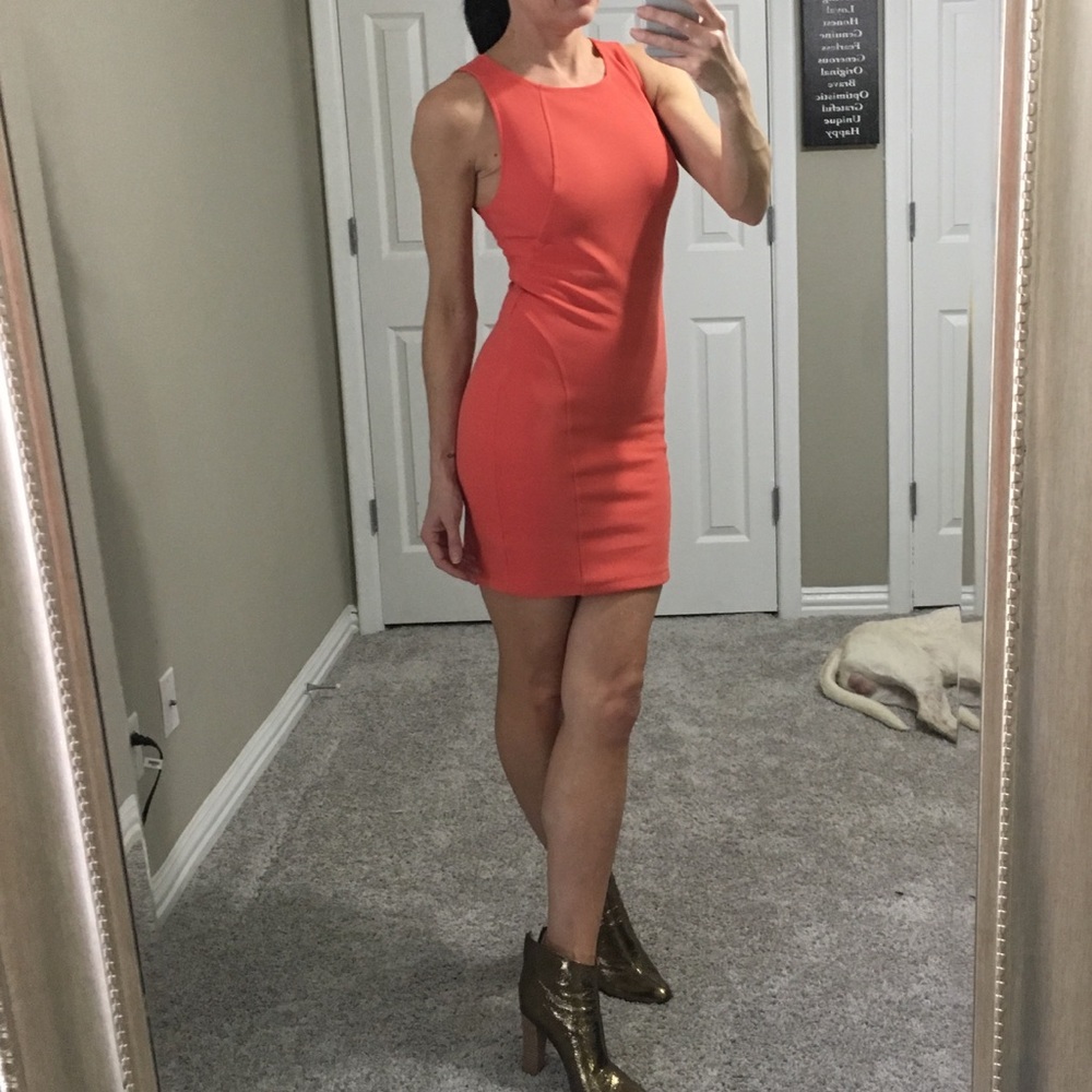 Coral Cocktail Mini Dress
